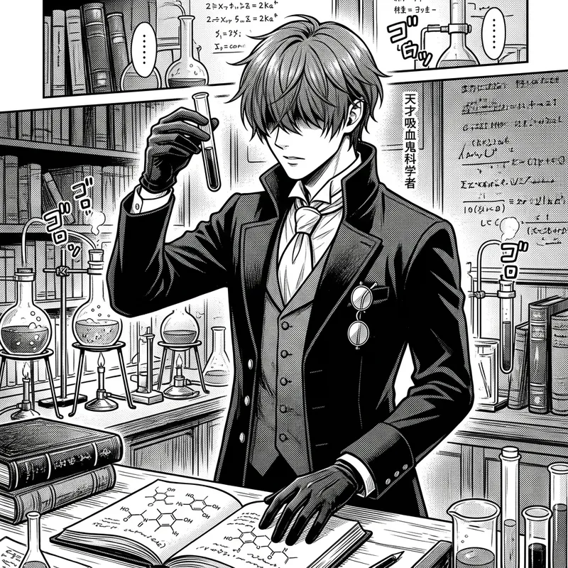 Stylish Manga Scientist Vampire with Short Hair