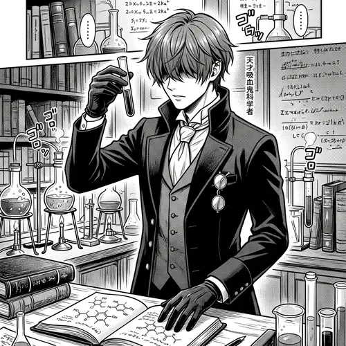 Handsome Scientist Vampire in Manga Style