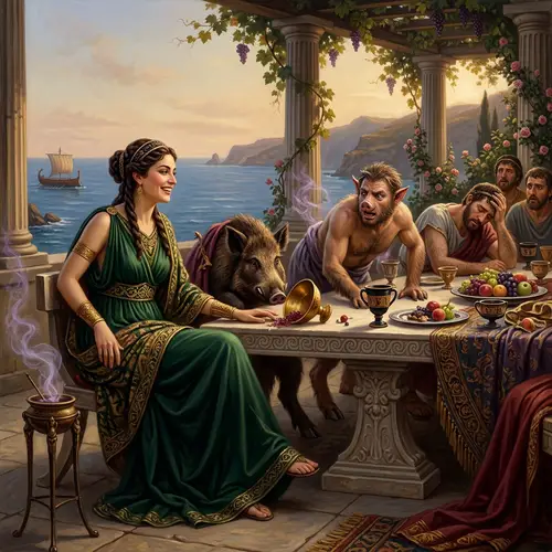 Circe: Mythological Character Transforming Men into Pigs