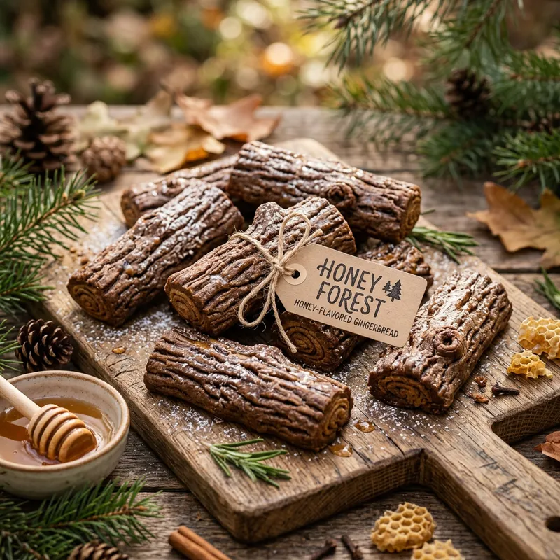 Tree Trunk Shaped Honey Forest Gingerbread Cookie