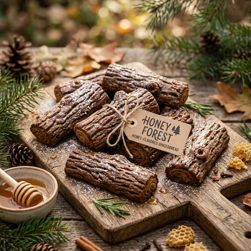 Honey Forest Gingerbread Cookie | Tree Trunk Shape