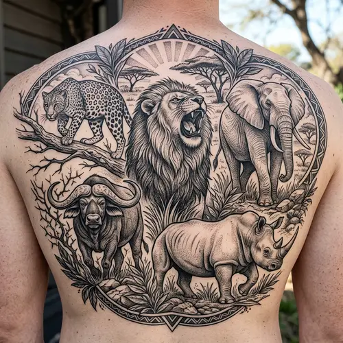 African Big Five Tattoo Design: Strength in Art