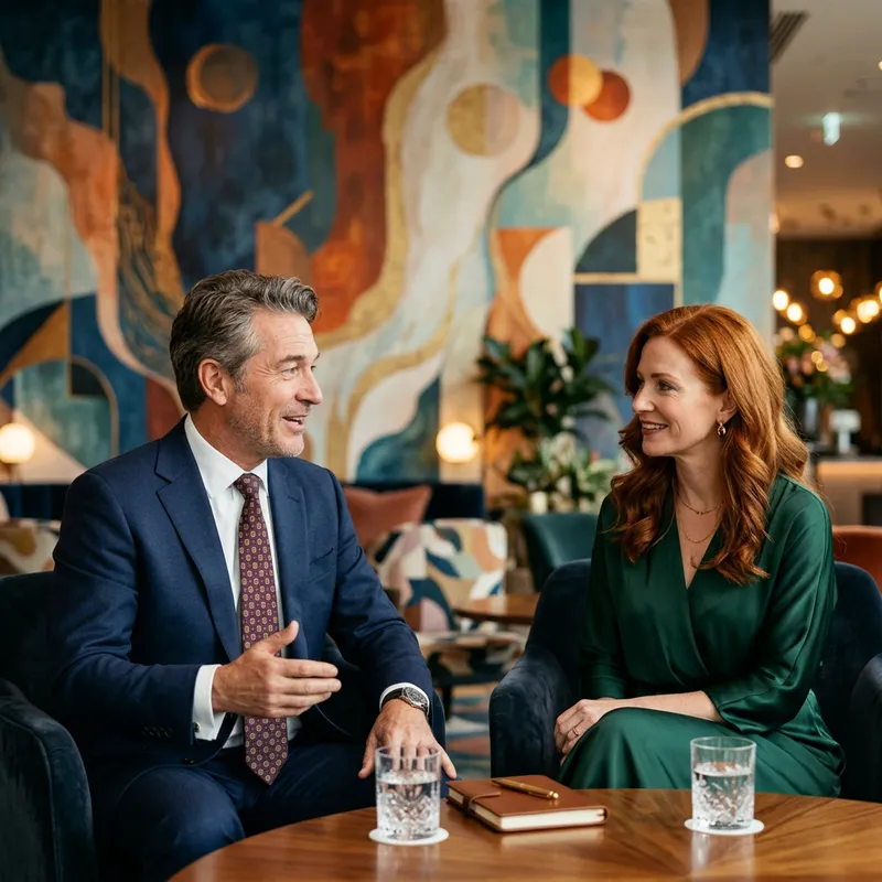 Business Tycoon Elon Musk in Stylish Suit with Red-Haired Woman