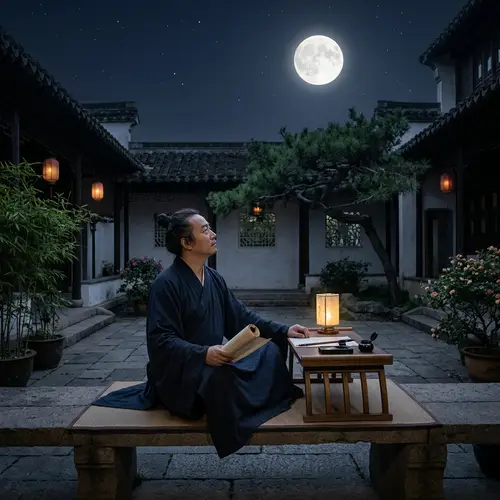 Contemplating the Moon: Solitary Reflection