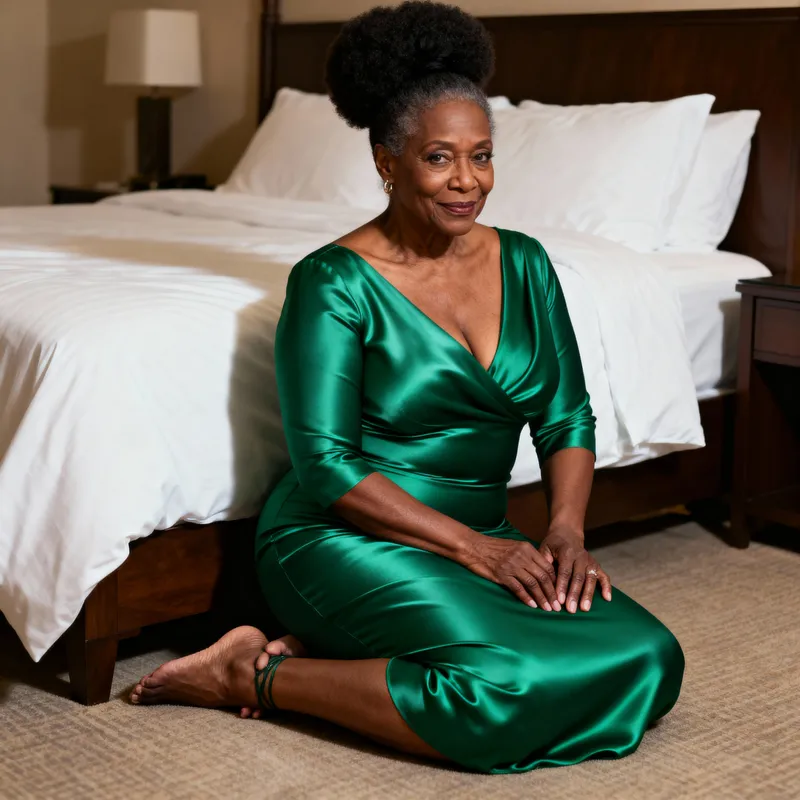 Elegant Black Woman in Silk Dress - Timeless Beauty Elegant Black Woman in Silk Dress - Timeless Beauty