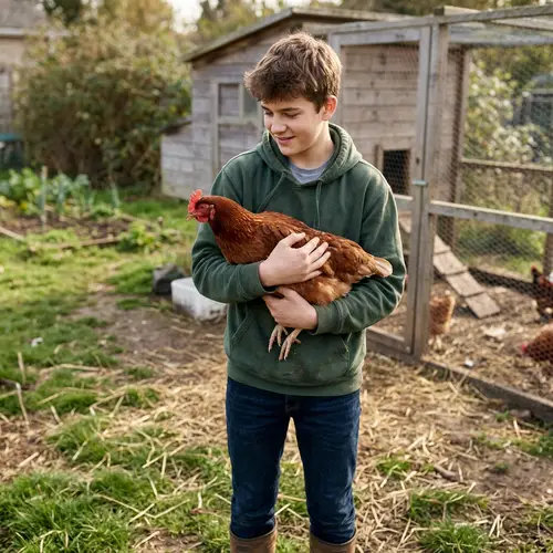 Teenager Holding Chicken: Heartwarming Moment Captured