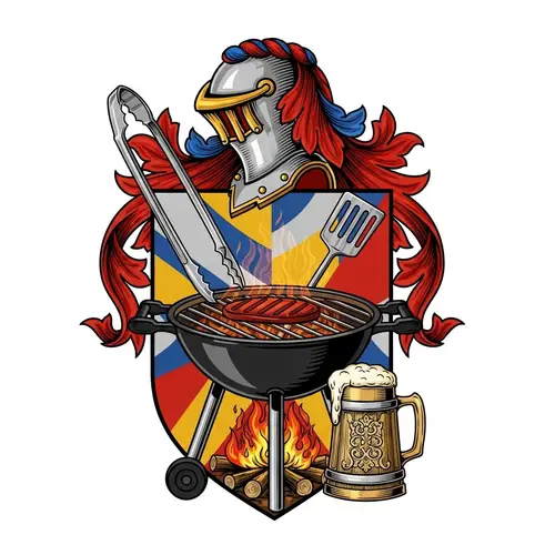 Family Crest with Grill and Beer Mug