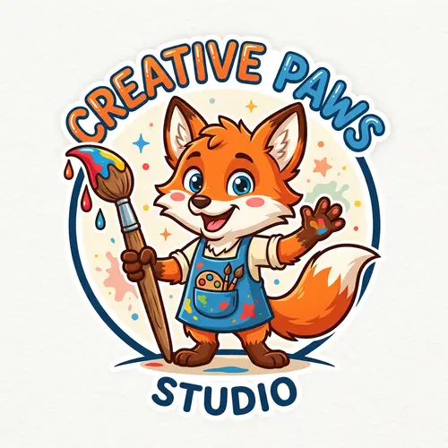 Cartoon Logo Mascot Holding a Paintbrush