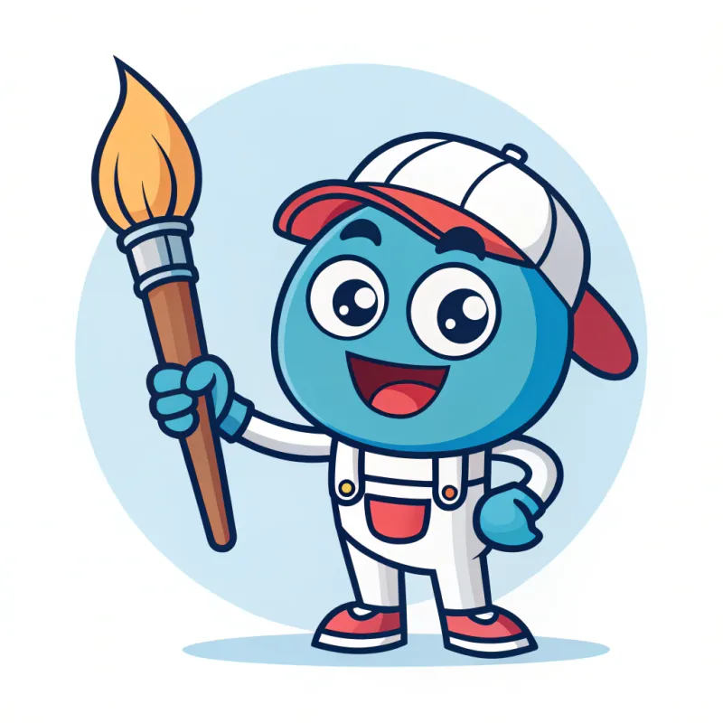 Cartoon Logo Mascot Holding a Paintbrush