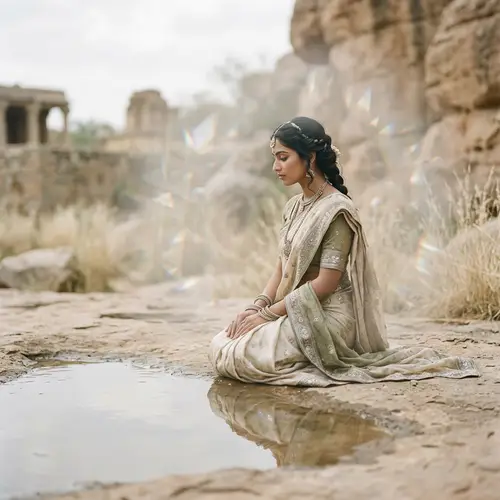 South Asian Goddess Reflecting on Ground | Crystalic Aura