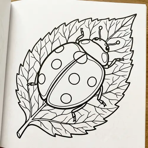 Coloring Page: A Cute Ladybug on a Leaf