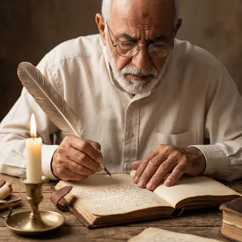 Elderly Middle-Eastern Poet Deep in Thought | Wisdom & Tranquillity