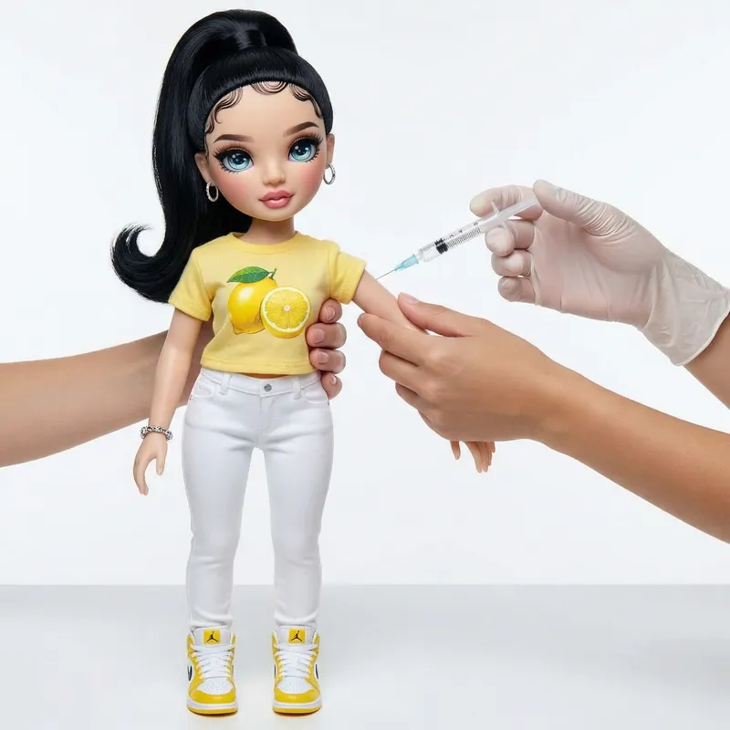 Ultra Realistic Caucasian Woman Bratz Doll with Ocean Blue Eyes and Stylish Outfit