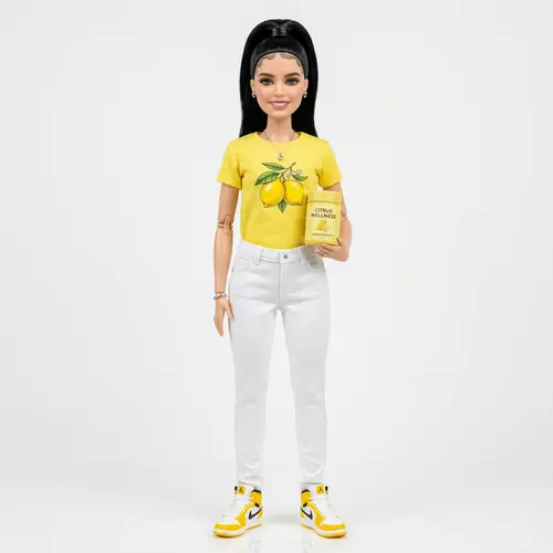Ultra Realistic White Bratz Doll with Black Ponytail & Yellow Shirt