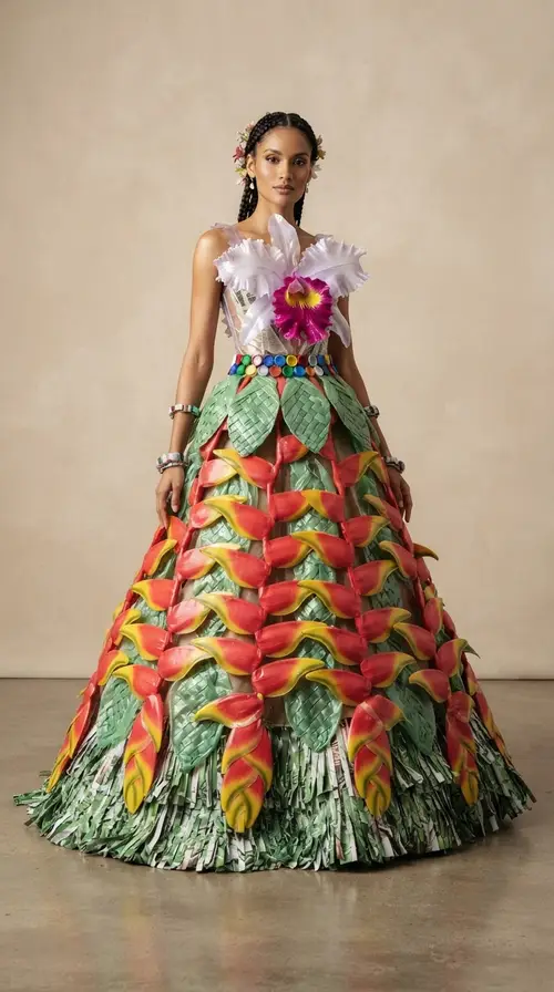 Eco-Chic Haute Couture Gown Inspired by Colombian Flora