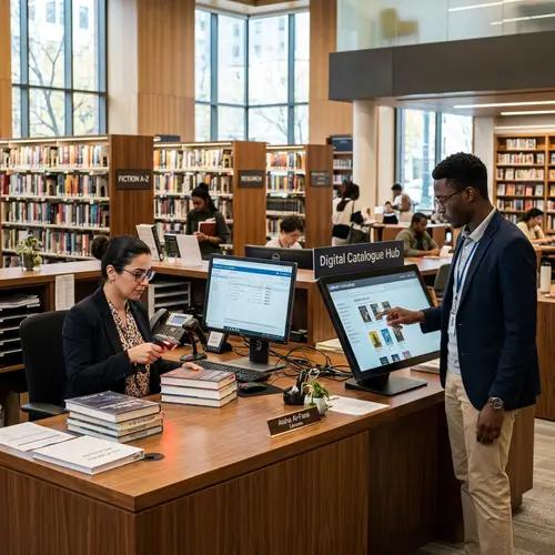 Modern Library Scene with Technology Integration