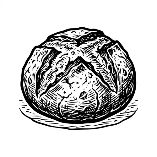 Handcrafted Artisan Bread Icon - Black and White