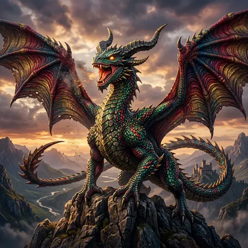 Majestic Dragon with Emerald Green Scales | Mythical Creature