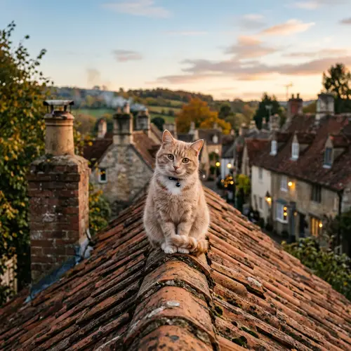 Adorable Cat Sitting on Roof