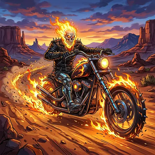 Animated Ghost Rider in the Desert