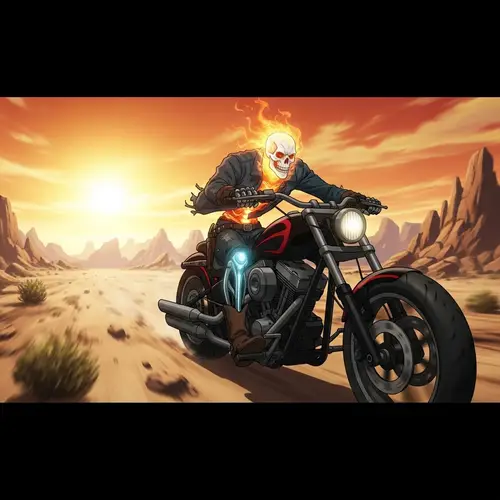 Animated Ghost Rider in the Desert