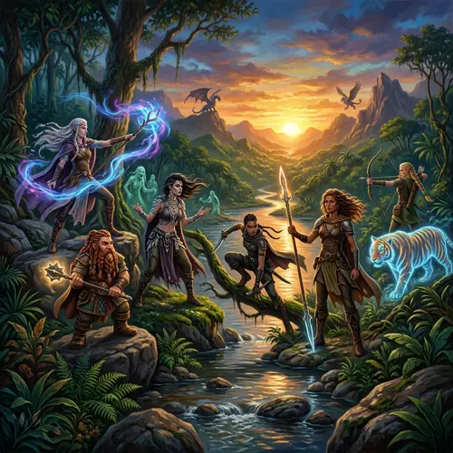 Fantasy Girl Party Art for Wide Surface Printing