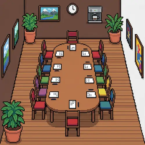 Top View Pixel Art Conference Room Design