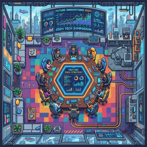 Futuristic Pixel Art Conference Room 2024 Design