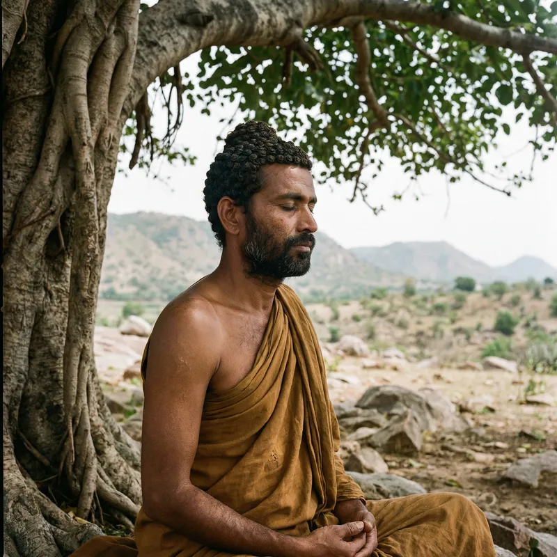 Meditating Buddha Artwork - Natural North Indian Style