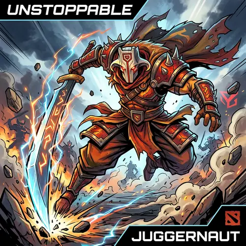 Juggernaut Dota 2 Art: Armored Warrior Strike Pose Esports-Inspired