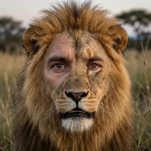Man Transformed into Majestic Lion Artwork