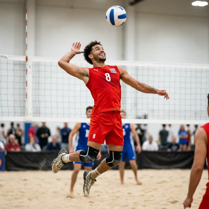 Cheerful Hispanic Volleyball Player | Joyful Sporting Man