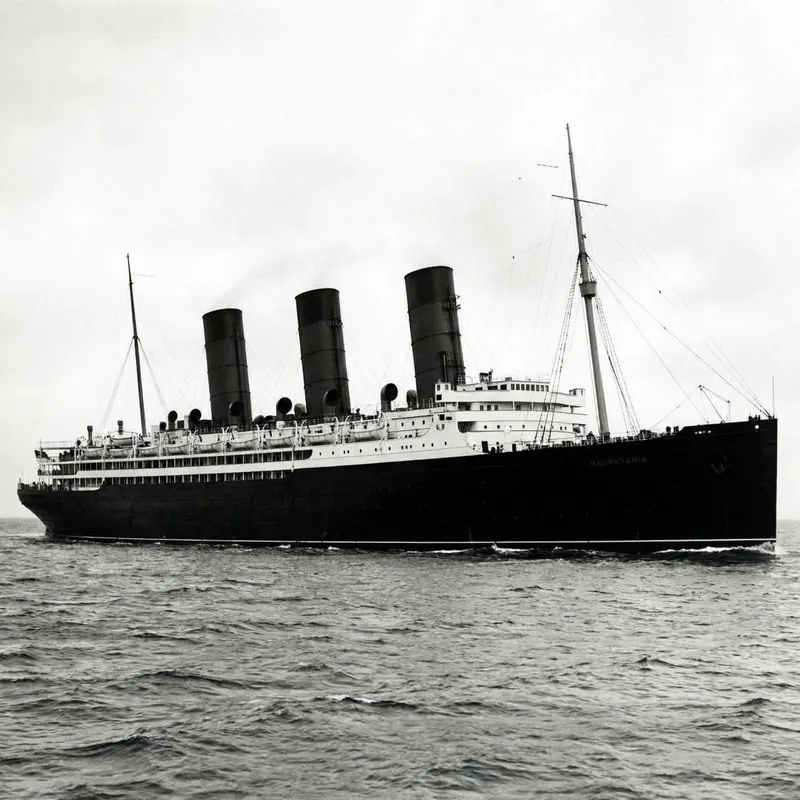 Majestic Ocean Liner with 3 Black Funnels