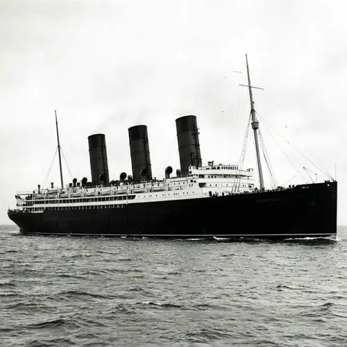 Majestic Ocean Liner with 3 Black Funnels