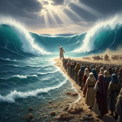 Moses and Israelites Parting the Red Sea