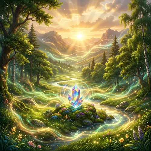 Tranquil Landscape Bathed in Golden Light | Healing Energy