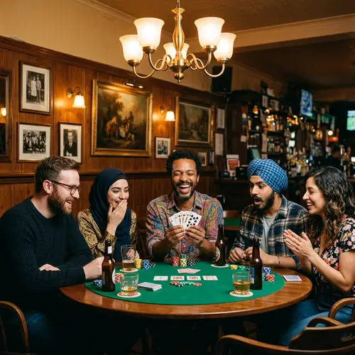 Diverse Poker Game at Traditional Parlour | Group of Friends