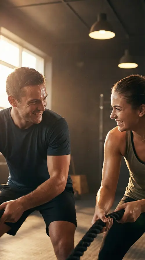 Sweaty Smiles: Gym Workout Photo