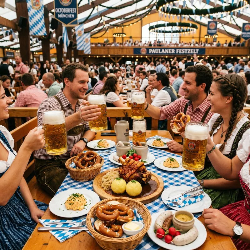 Oktoberfest Table Set-Up with Food Oktoberfest Table Set-Up with Food