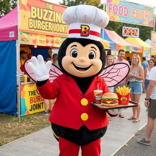 Black Jollibee Mascot - Fun and Friendly Chef Bee