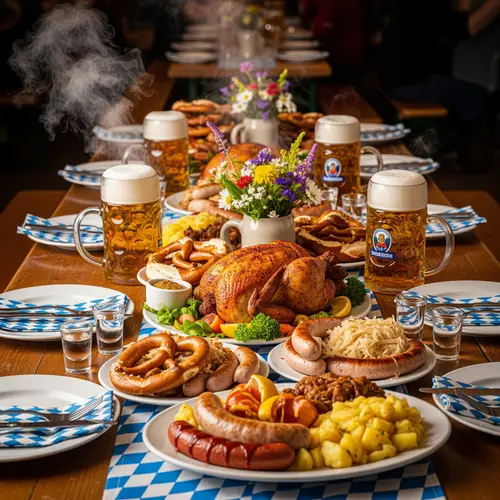 Oktoberfest Table Set-Up with Food