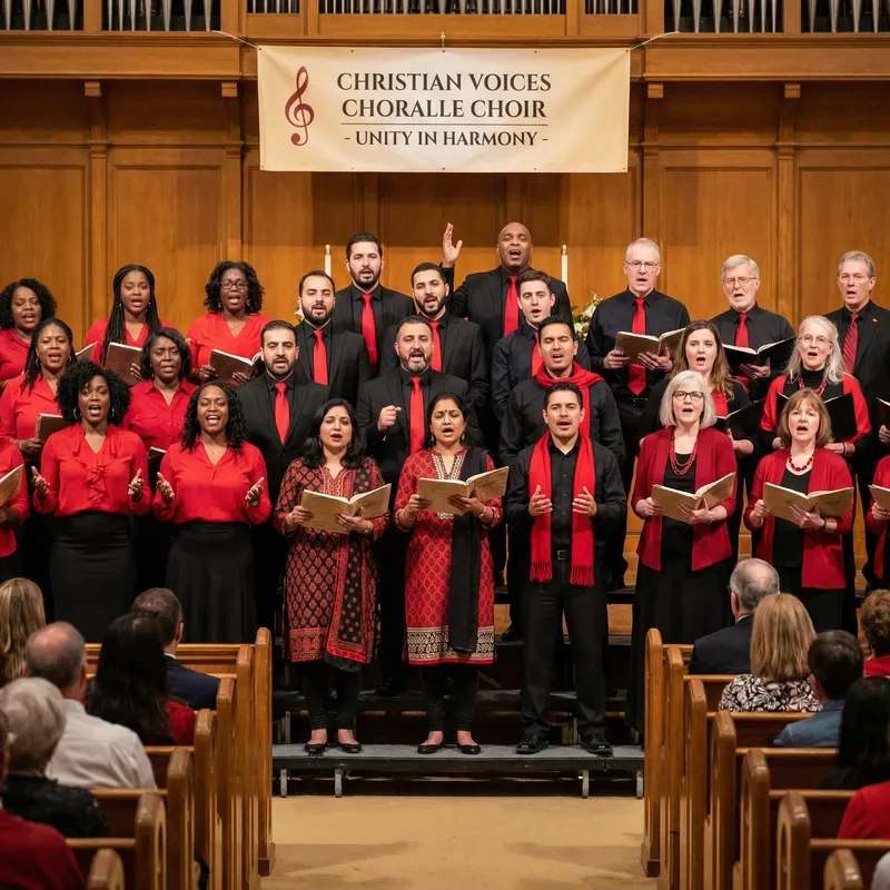 Christian Voices Choralle Choir in Red and Black Uniform Christian Voices Choralle Choir in Red and Black Uniform