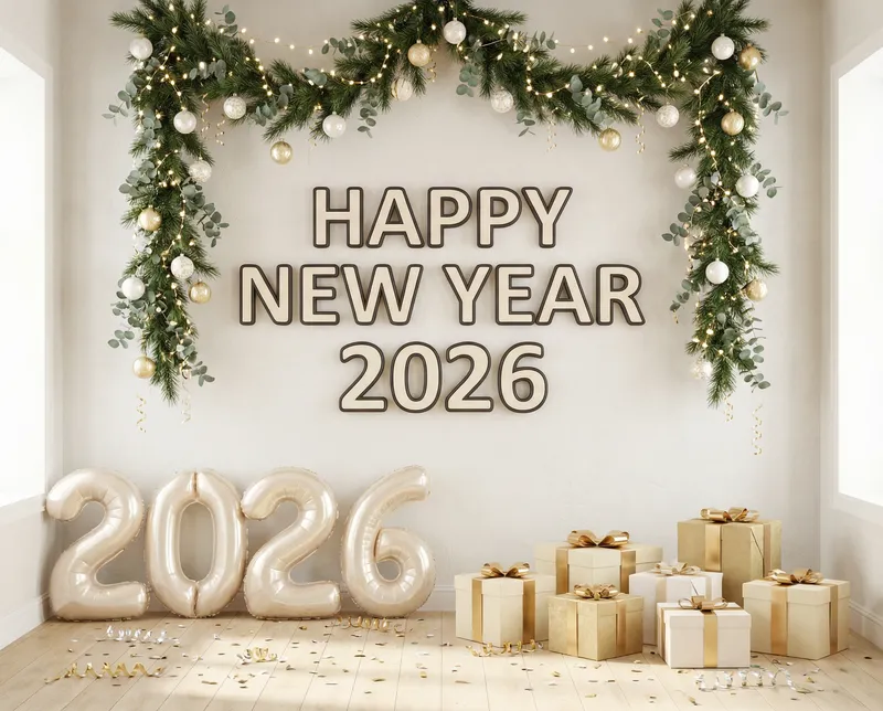 Realistic New Year 2026 Photo Studio Background Realistic New Year 2026 Photo Studio Background