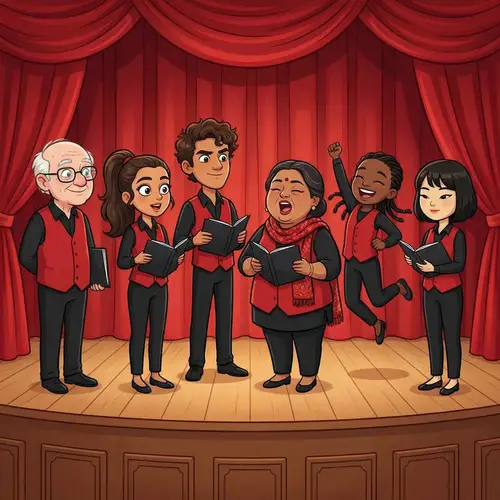 Diverse Choir Group Singing in Perfect Harmony | Red & Black Uniform