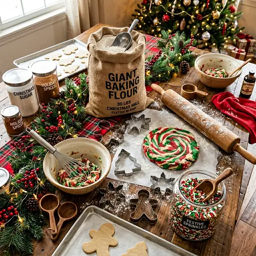 Giant Christmas Baking Ingredients Tabletop Scene