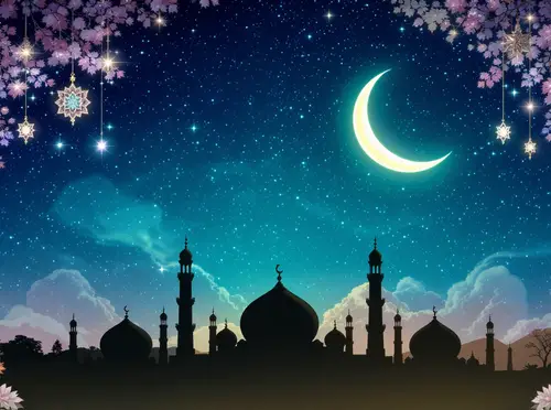 Elegant Eid Greeting Backgrounds with Crescent Moon