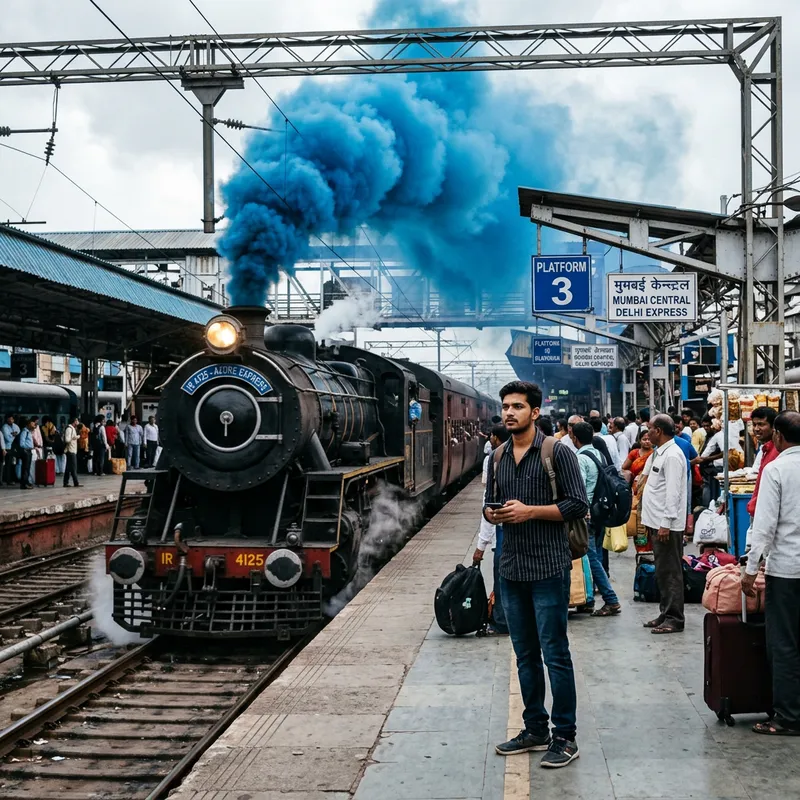 Anxiously Waiting: South Asian Man on Platform as Train Arrives