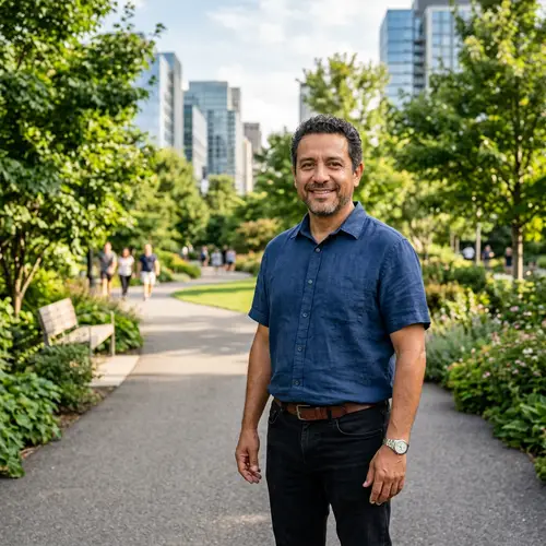 Meet Jose Torres: Friendly Middle-Aged Man in Modern City Park