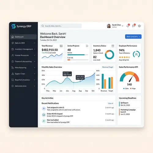 Efficient Landing Screen for ERP Software | Modern UI Design