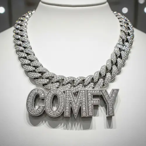 Sparkling Cuban Link Chain with 'COMFY' Design